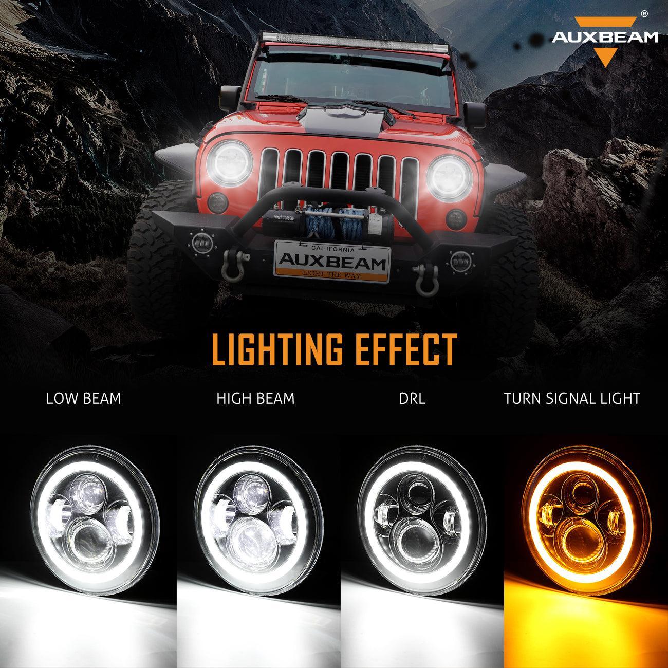 7" LED Halo Headlights+5D-PRO 52" Straight LED Light Bar+Windshield Mounting Brackets 18W Pod Lights Set for Jeep Wrangler TJ - Image 4