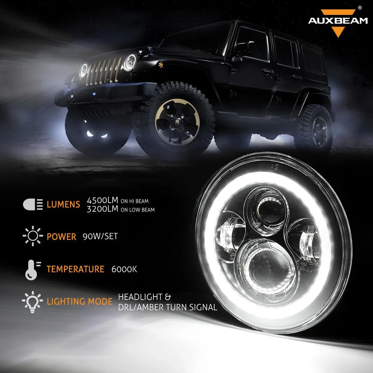 7" LED Halo Headlights+5D-PRO 52" Straight LED Light Bar+Windshield Mounting Brackets 18W Pod Lights Set for Jeep Wrangler TJ - Image 5