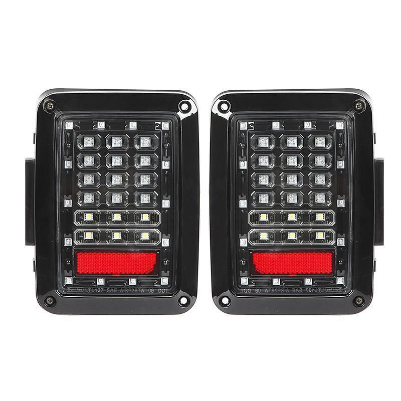 7'' LED Headlight Replacement with Halo Ring + 4'' LED Fog Light + LED Smoke Tail Light + Front Turn Signal & Fender Flares Side Marker Light for Jeep Wrangler JK - Image 15