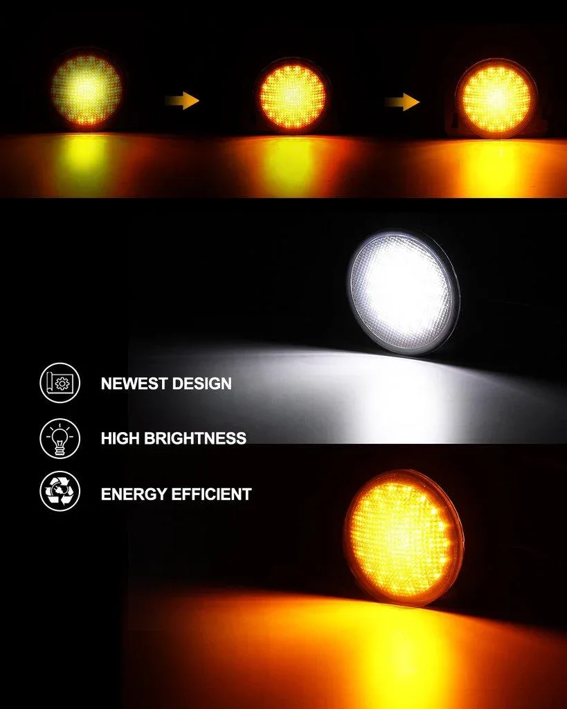 7'' LED Headlight Replacement with Halo Ring + 4'' LED Fog Light + LED Smoke Tail Light + Front Turn Signal & Fender Flares Side Marker Light for Jeep Wrangler JK - Image 8