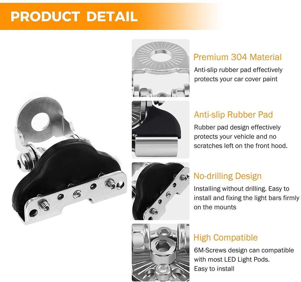 4" Classic-SM Series Spot Beam LED Pods Light + Universal LED Working Lights Mounting Brackets - Image 6