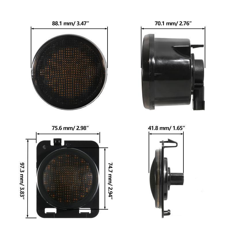 7" LED Headlight Replacement with Halo Ring + 4" LED Fog Light + Front Turn Signal & Fender Flares Side Marker Light for Jeep Wrangler JK - Image 10