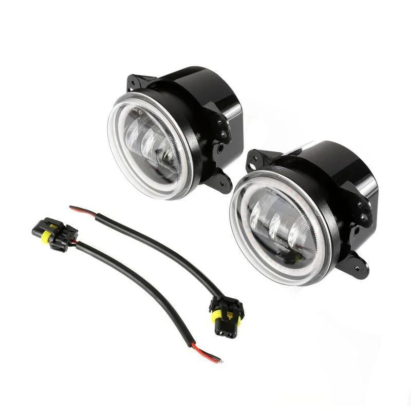 7" LED Headlight Replacement with Halo Ring + 4" LED Fog Light + Front Turn Signal & Fender Flares Side Marker Light for Jeep Wrangler JK - Image 11