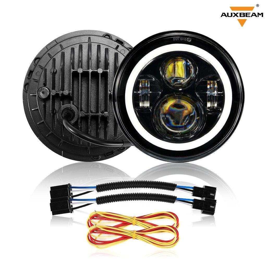 7" LED Headlight Replacement with Halo Ring + 4" LED Fog Light + Front Turn Signal & Fender Flares Side Marker Light for Jeep Wrangler JK - Image 12