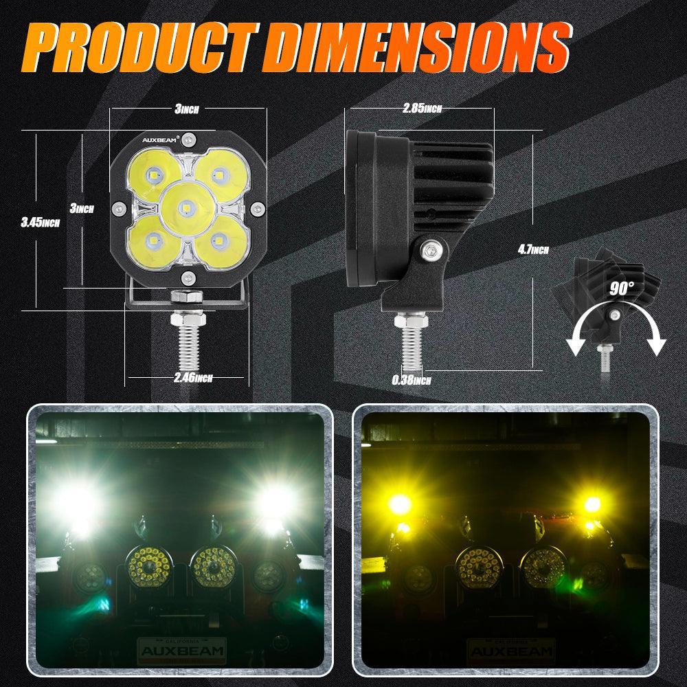 3 Inch LED Pods Lights with Additional Amber Covers & Dual Fog lights Hidden Bumper Mount Bracket for Dodge Ram 2500 3500 2010-2017 - Image 7