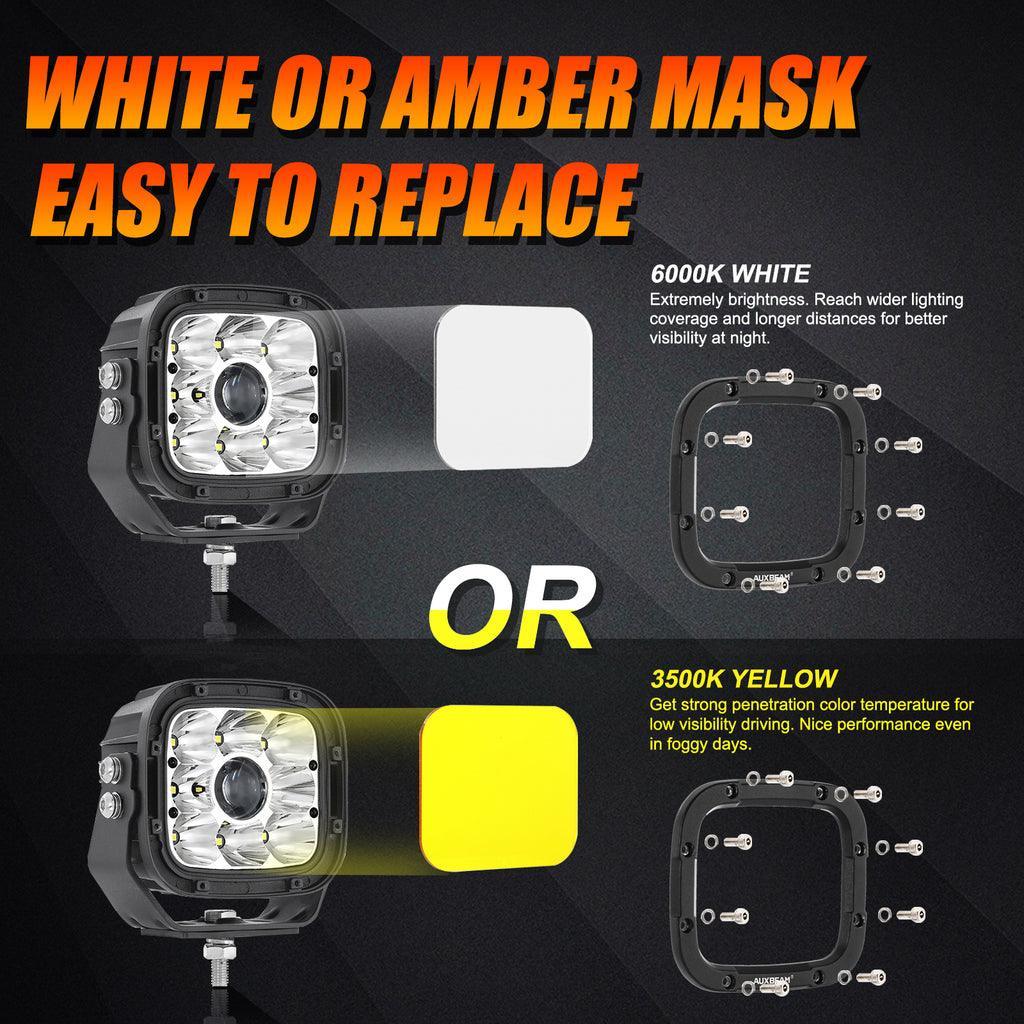5 Inch 110W LED Driving Lights with Additional Amber Covers & 22 Inch 5D-PRO Series LED Light Bars Combo for CBR 1000rr Off Road Buggy, ATV, UTV, Truck - Image 5