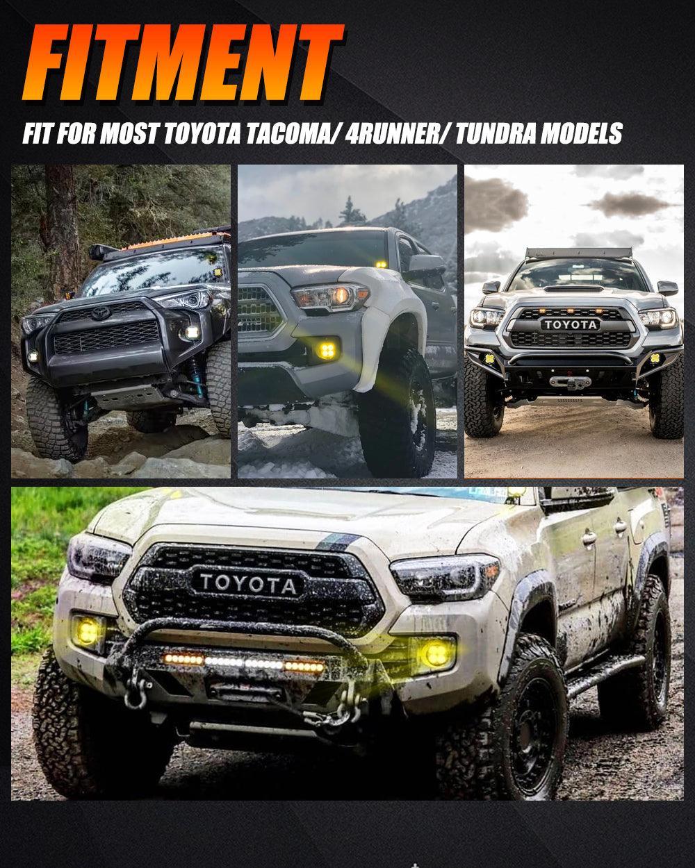 3 Inch 80W 9600LM LED Fog Lights Kit White/Yellow Beam for 2012-2022 Toyota Tacoma/ 2010-2022 Toyota 4Runner / 2014-2022 Toyota Tundra - Image 3
