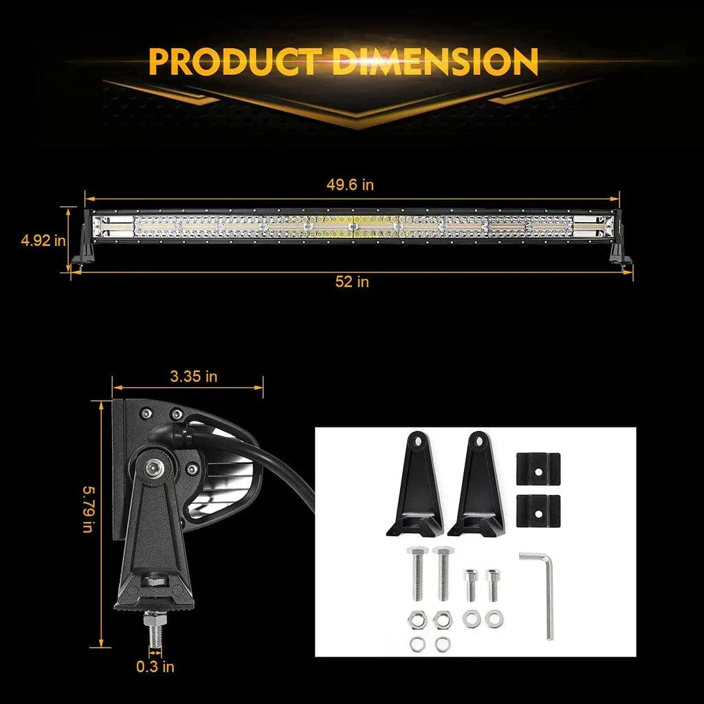 50 Inch 6 Modes Curved LED Light Bars & LED Light Bar Mounting Bracket Combo for Can-am Maverick X3 - Image 4