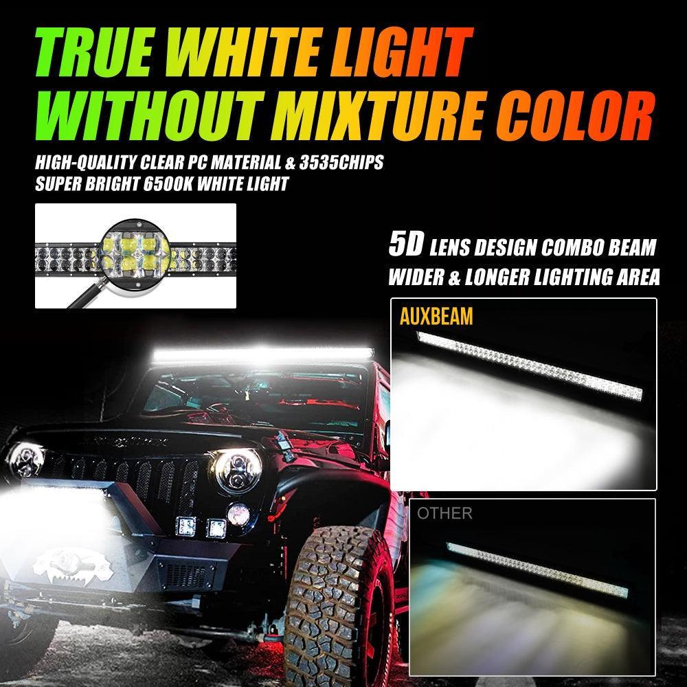 New 42 Inch V-PRO Series Straight RGBW Color Changing Off Road Led Light Bar & RGB LED Rock Light Set Combo - Image 2