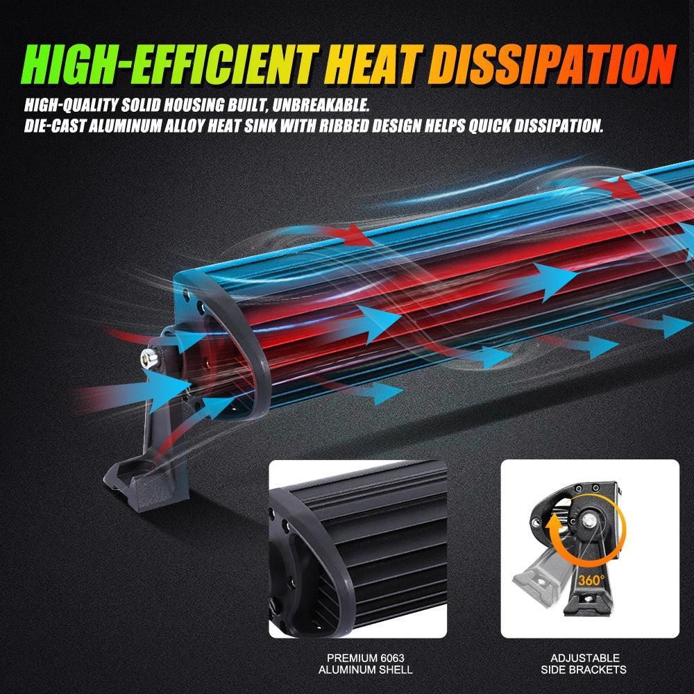 New 42 Inch V-PRO Series Straight RGBW Color Changing Off Road Led Light Bar & RGB LED Rock Light Set Combo - Image 6