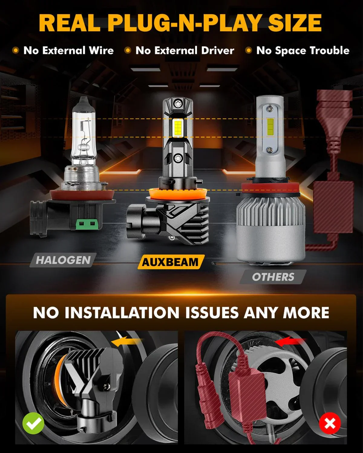 🆕H11+H11 LED Headlight Bulbs/Fog Lights Q15 Series Fanless & Wireless 60W 18000LM 6500K Cool White | 4 Bulbs - Image 6