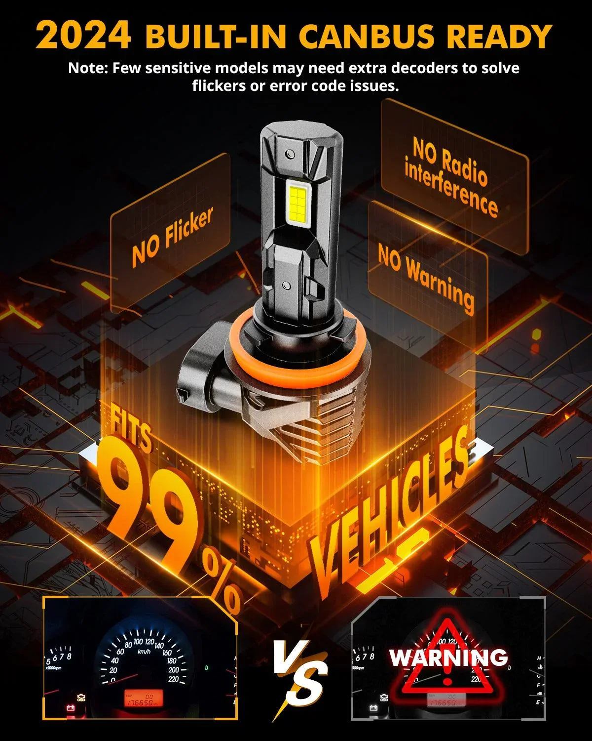 🆕H11+H11 LED Headlight Bulbs/Fog Lights Q15 Series Fanless & Wireless 60W 18000LM 6500K Cool White | 4 Bulbs - Image 7