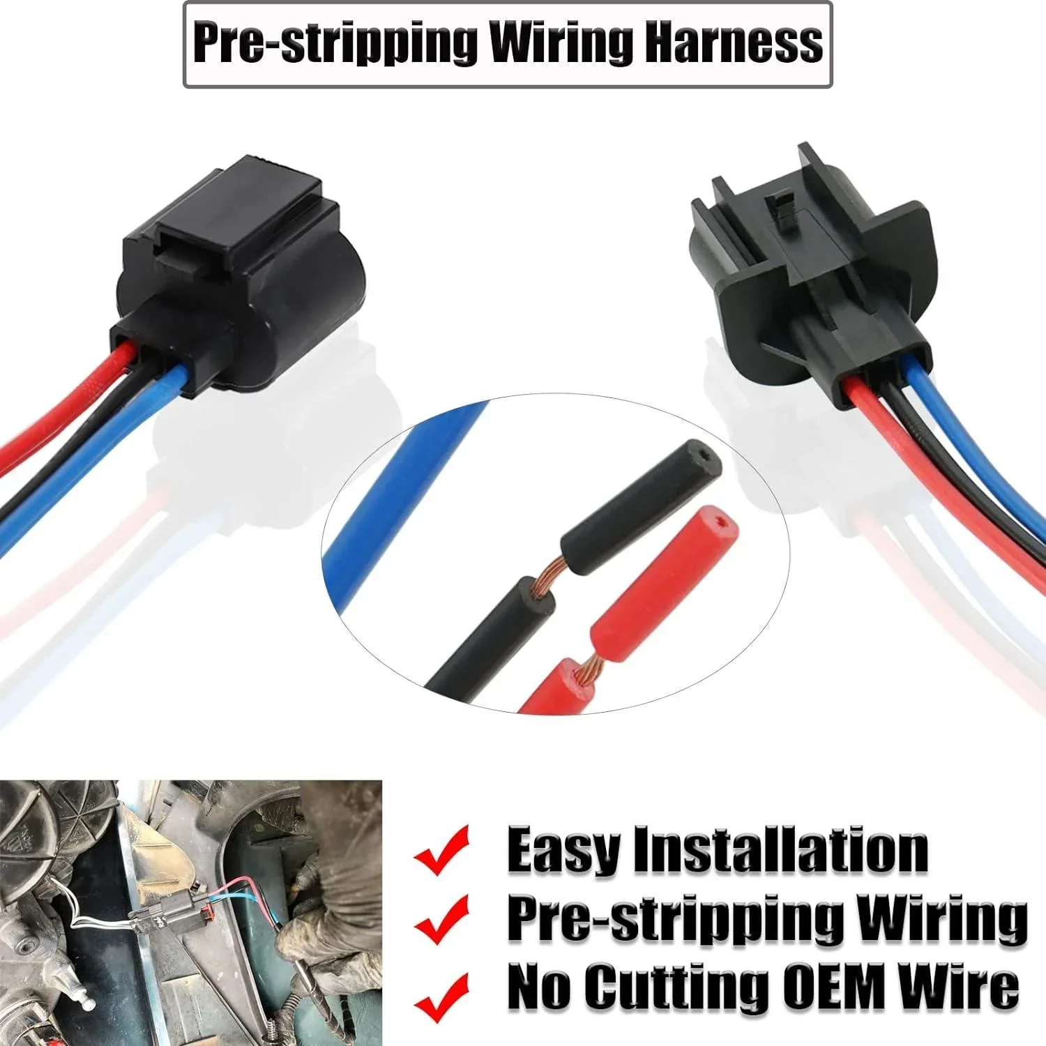 H13 LED Headlight Socket Male & Female Adapter Wiring Harness Connector for Headlight/Fog Light 2pcs/Set - Image 6