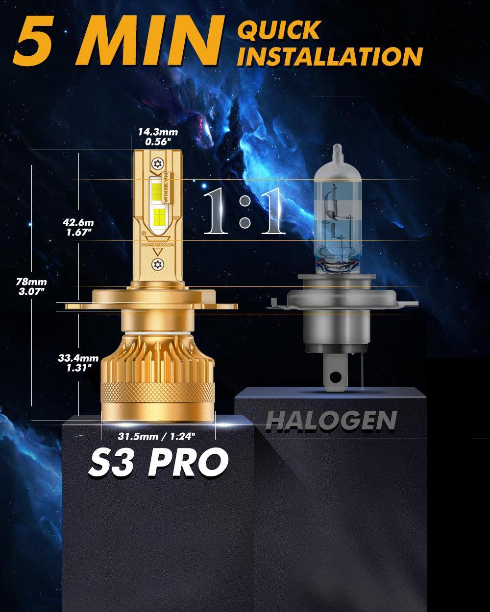 🆕H4/9003 LED Headlight Bulbs S3 Pro Series Dual Decoder CAN-BUS Error Free 12V 120W 24000LM 6500K Cool White | 2 Bulbs - Image 9