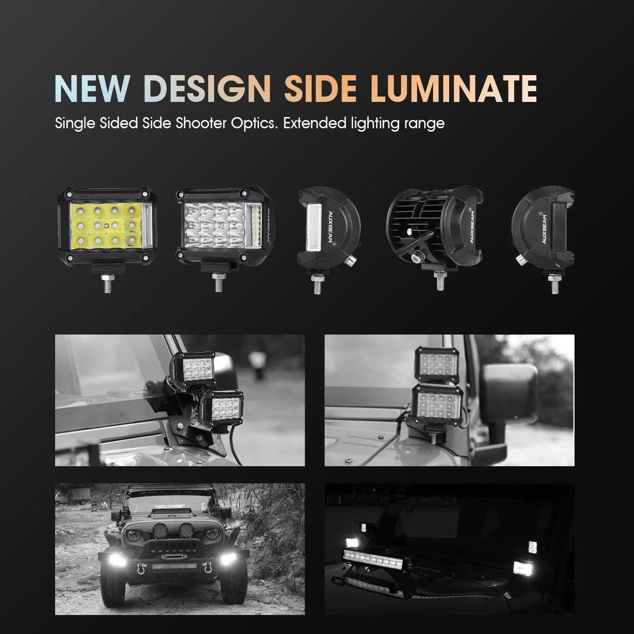 4pcs 4" LED PODS Combo Beam & Dual A-Pillar Light Lower Windshield Hinge Mounting Brackets For Jeep Wrangler JK 2DR/4DR 2007~2017 - Image 2