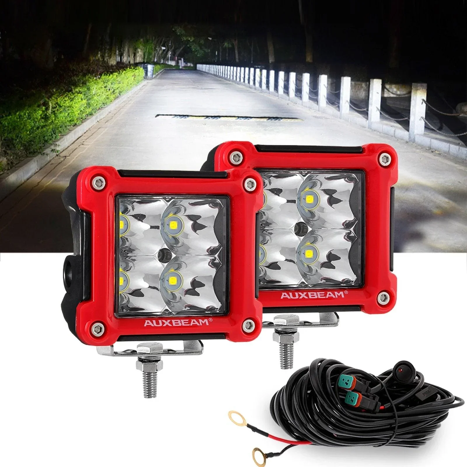 3" 40W LED Pods Light Spot/Flood Multicolor frame with wiring harness for JEEP - Image 22