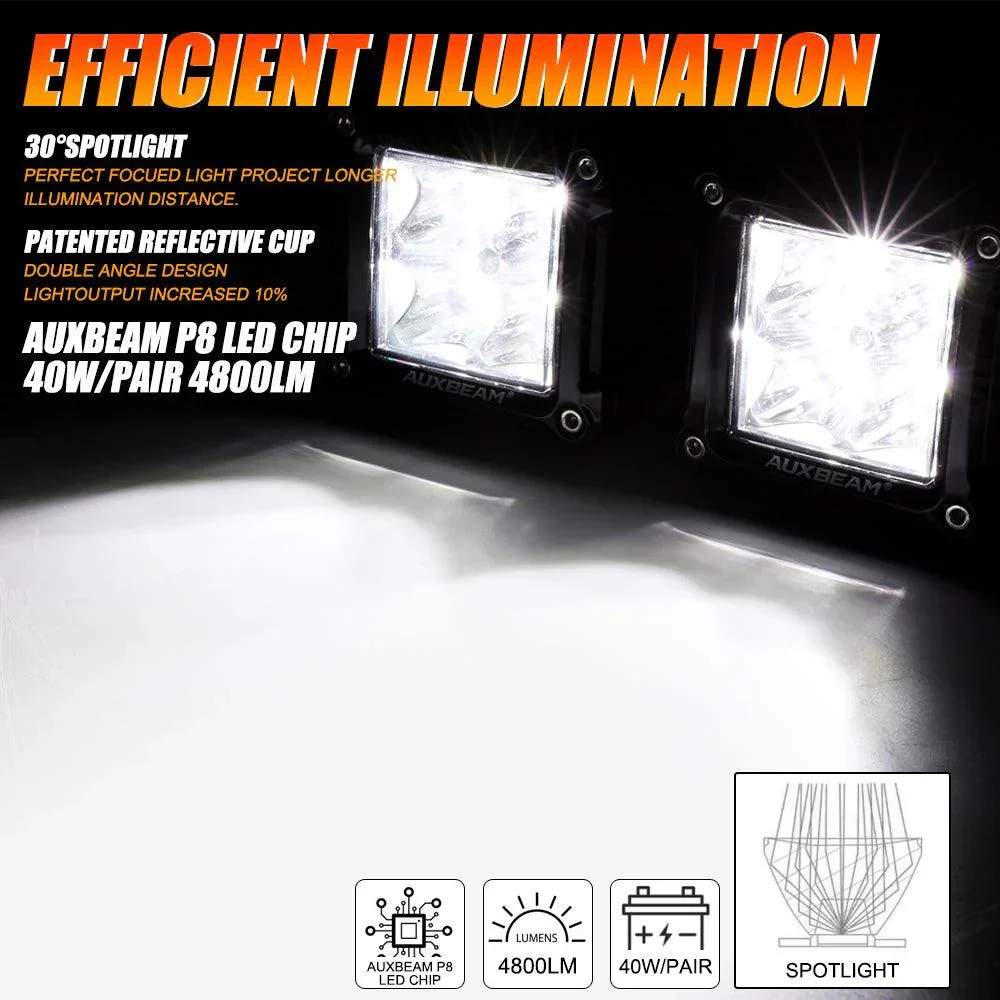 3" 40W LED Pods Light Spot/Flood Multicolor frame with wiring harness for JEEP - Image 4