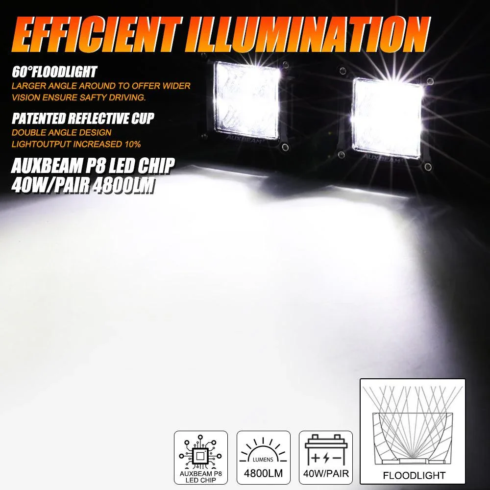 3" 40W LED Pods Light Spot/Flood Multicolor frame with wiring harness for JEEP - Image 5