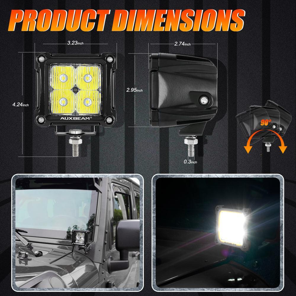 3" 40W LED Pods Light Spot/Flood Multicolor frame with wiring harness for JEEP - Image 9