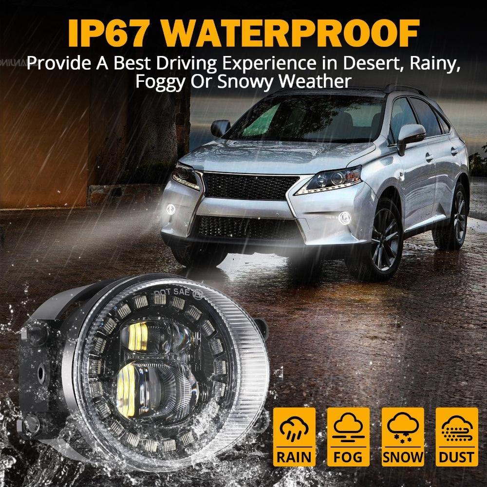 LED Fog Lights with Halo DRL Universal Fit for Toyota Camry Corolla RAV4 Yaris Prius Highlander Venza Avalon Matrix Solara, Led Fog Lamps for Lexus GS IS LX RX ES CT - Image 4