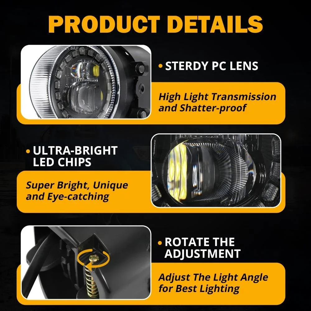 LED Fog Lights with Halo DRL Universal Fit for Toyota Camry Corolla RAV4 Yaris Prius Highlander Venza Avalon Matrix Solara, Led Fog Lamps for Lexus GS IS LX RX ES CT - Image 6