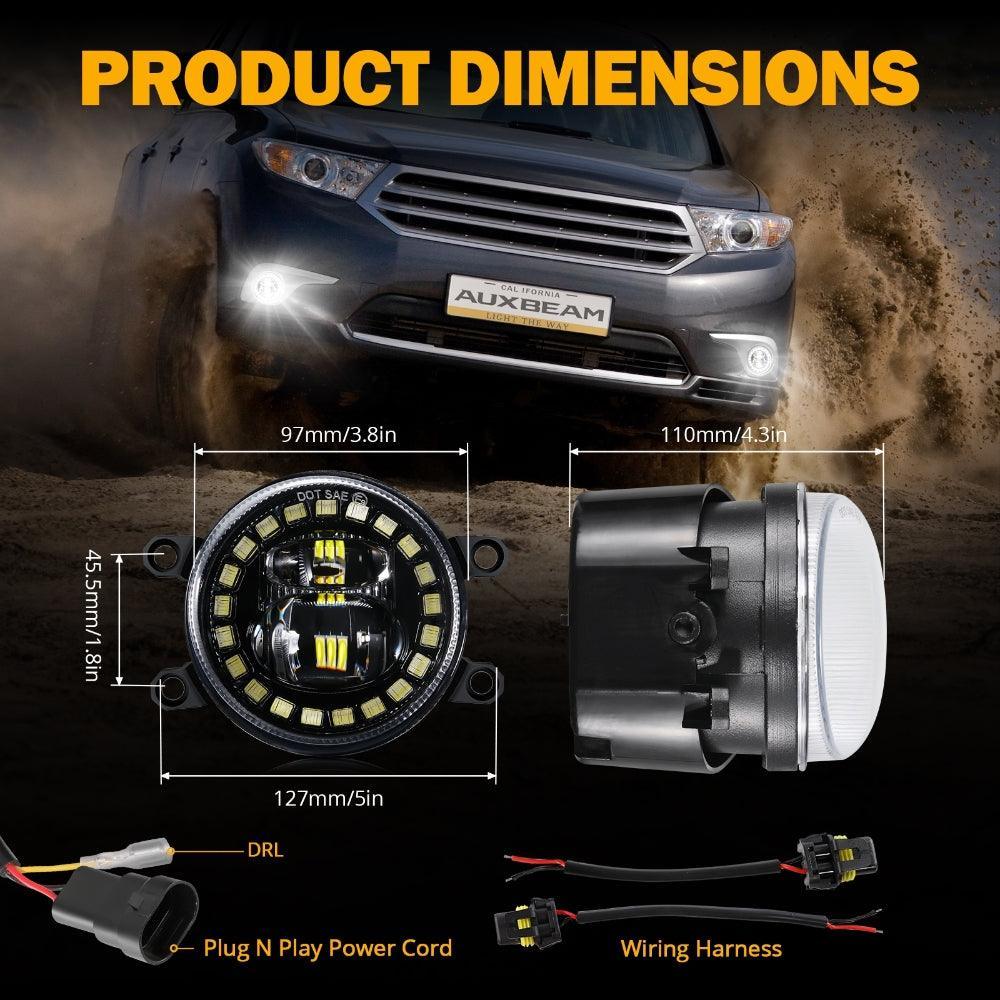 LED Fog Lights with Halo DRL Universal Fit for Toyota Camry Corolla RAV4 Yaris Prius Highlander Venza Avalon Matrix Solara, Led Fog Lamps for Lexus GS IS LX RX ES CT - Image 8