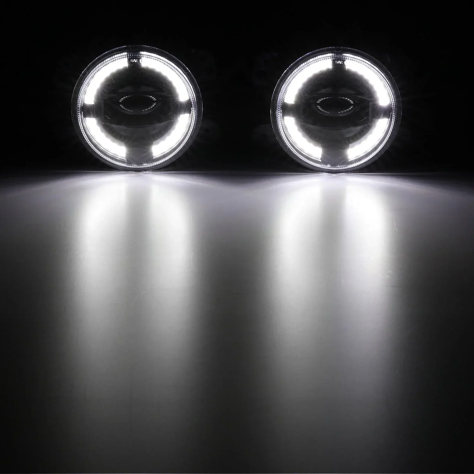 (2pcs/set) 4" 60W LED Fog Lights with White Halo Ring DRL for Jeep Wrangler JK/ Jeep Grand Cherokee/ Dodge - Image 7