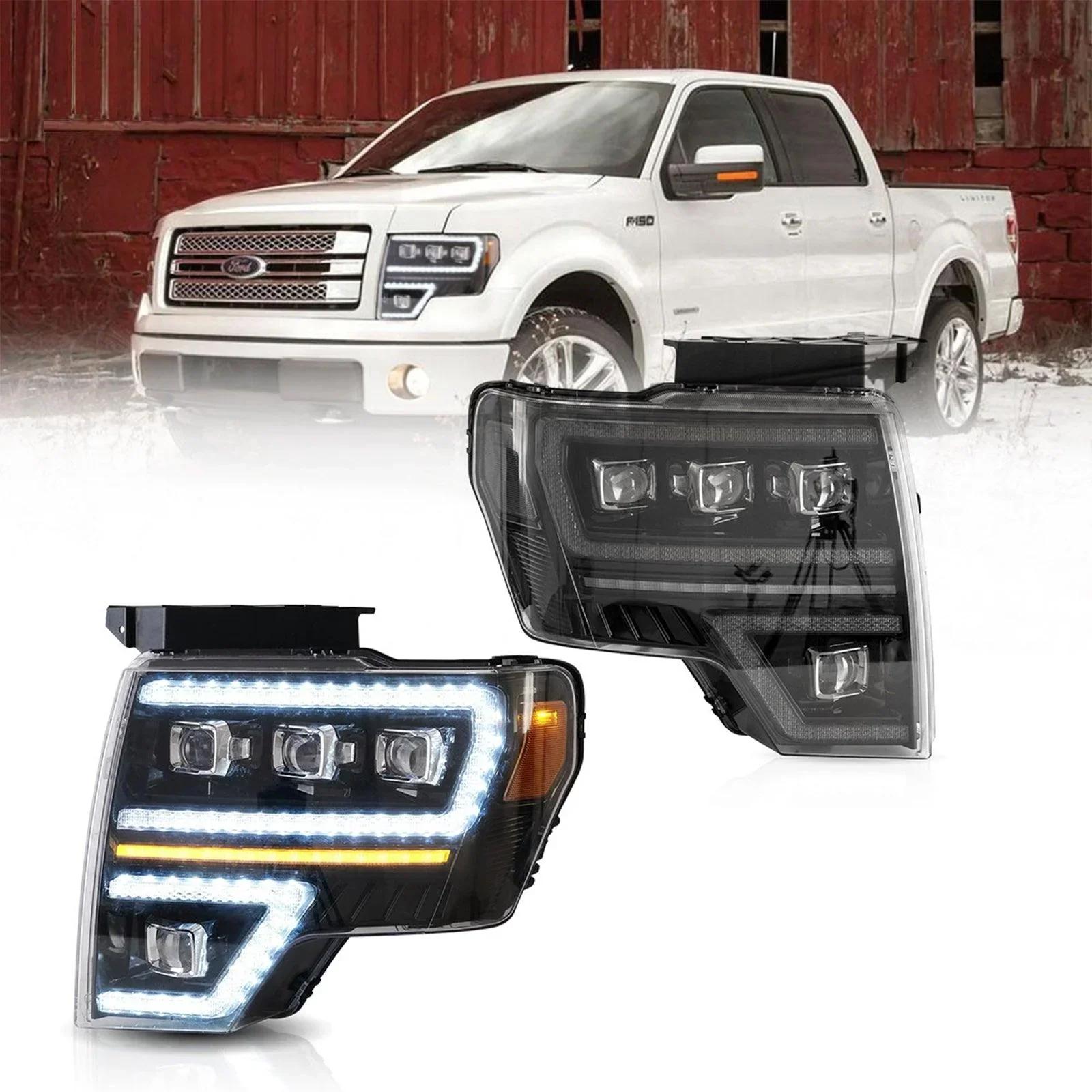 LED Headlight Assembly Matrix Projector Black For 2009-2014 Ford F150 12th Gen - Image 8