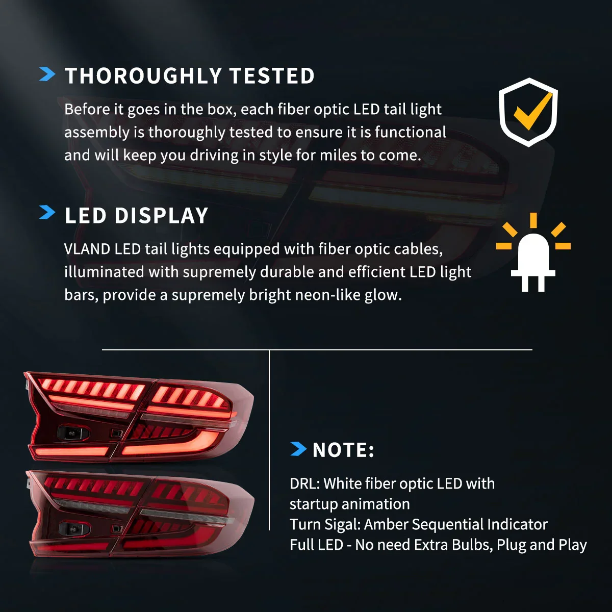 LED Tail Light Assembly With Full LED Dynamic Welcome Lighting For 2018-2022 Honda Accord 10th Gen - Image 11