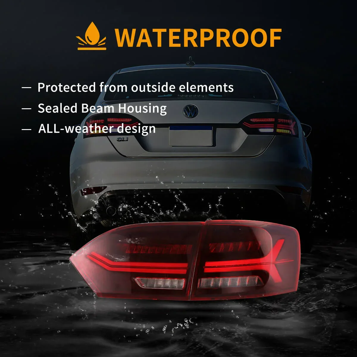 LED Tail Light Assembly With Full LED Sequential Turn Signal For 2011-2014 Volkswagen Jetta/Sagitar 6th Gen (A6) - Image 13