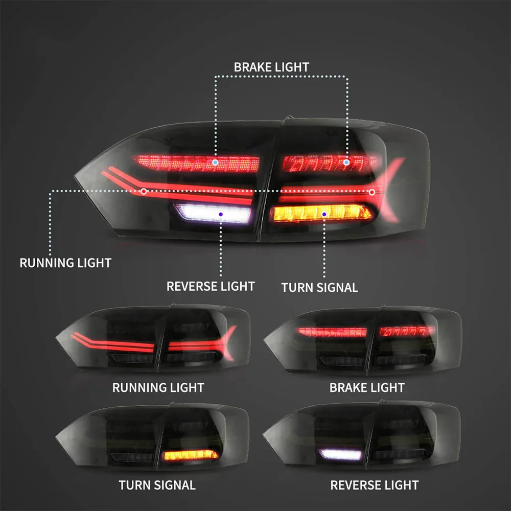 LED Tail Light Assembly With Full LED Sequential Turn Signal For 2011-2014 Volkswagen Jetta/Sagitar 6th Gen (A6) - Image 5