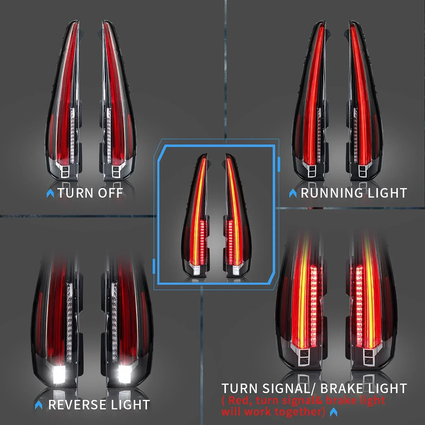 LED Tail Light Assembly With Sequential Turn Signal For 2007-2014 Cadillac Escalade 3th Gen - Image 4
