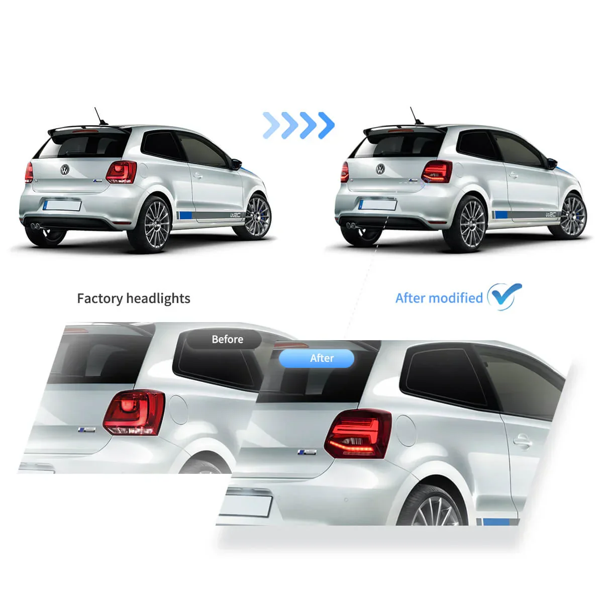 LED Tail Light Assembly With Sequential Turn Signal For 2009-2017 Volkswagen Polo 5th Gen (LWB/SWB) - Image 9