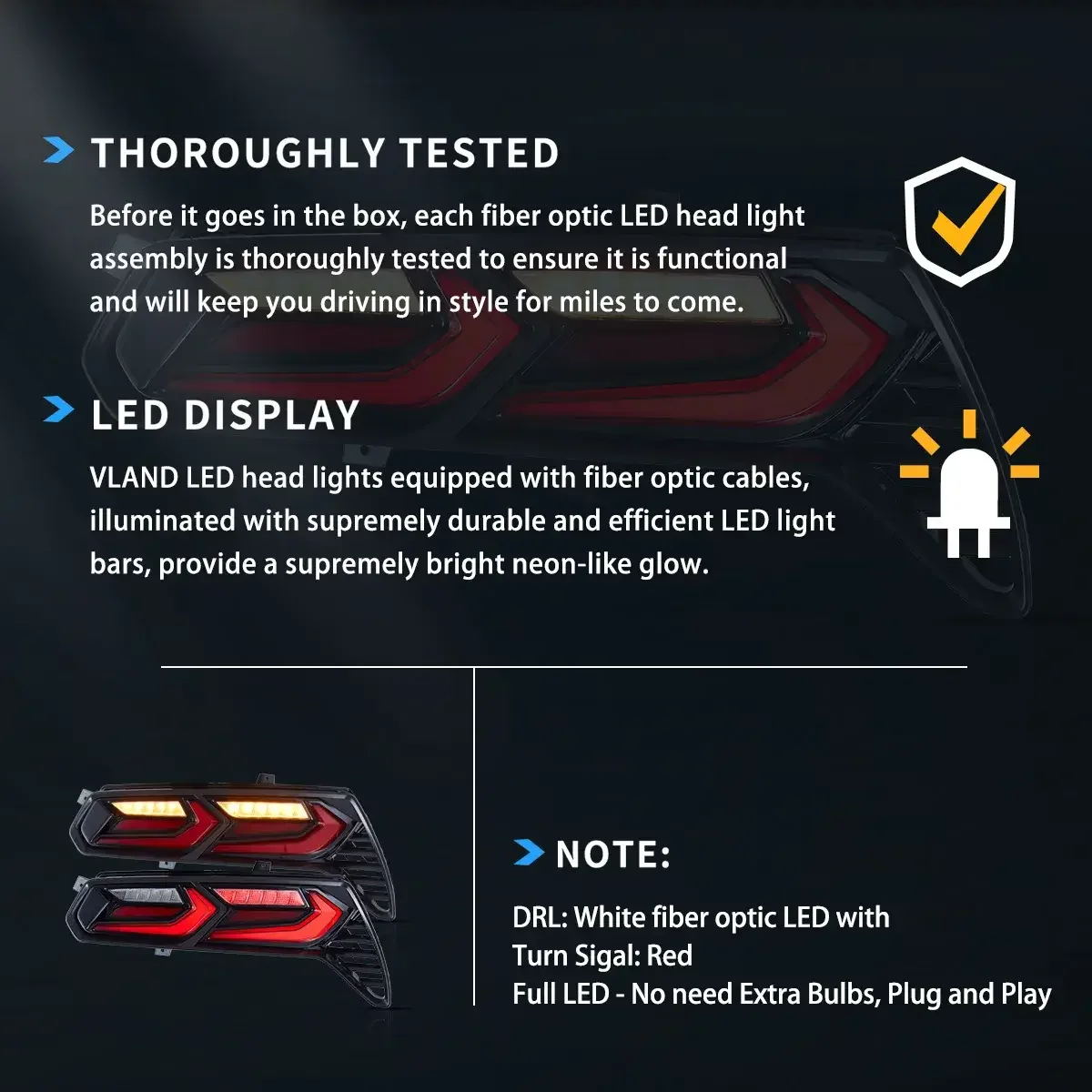 LED Tail Light Assembly With Sequential Turn Signal For 2014-2019 Chevorlet Corvette C7 - Image 9