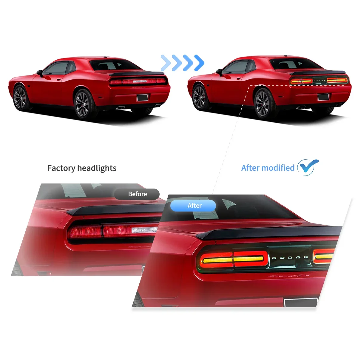 LED Tail Lights Assembly With Sequential Turn Signal For 2008-2014 Dodge Challenger 3th Gen(LC) Pre-Facelift - Image 7