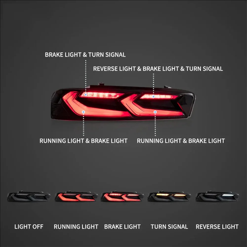 LED Tail Lights Assembly With Sequential Turn Signal With Reverse Lights For 2016-2018 Chevrolet Camaro (Fit For American Models) - Image 3