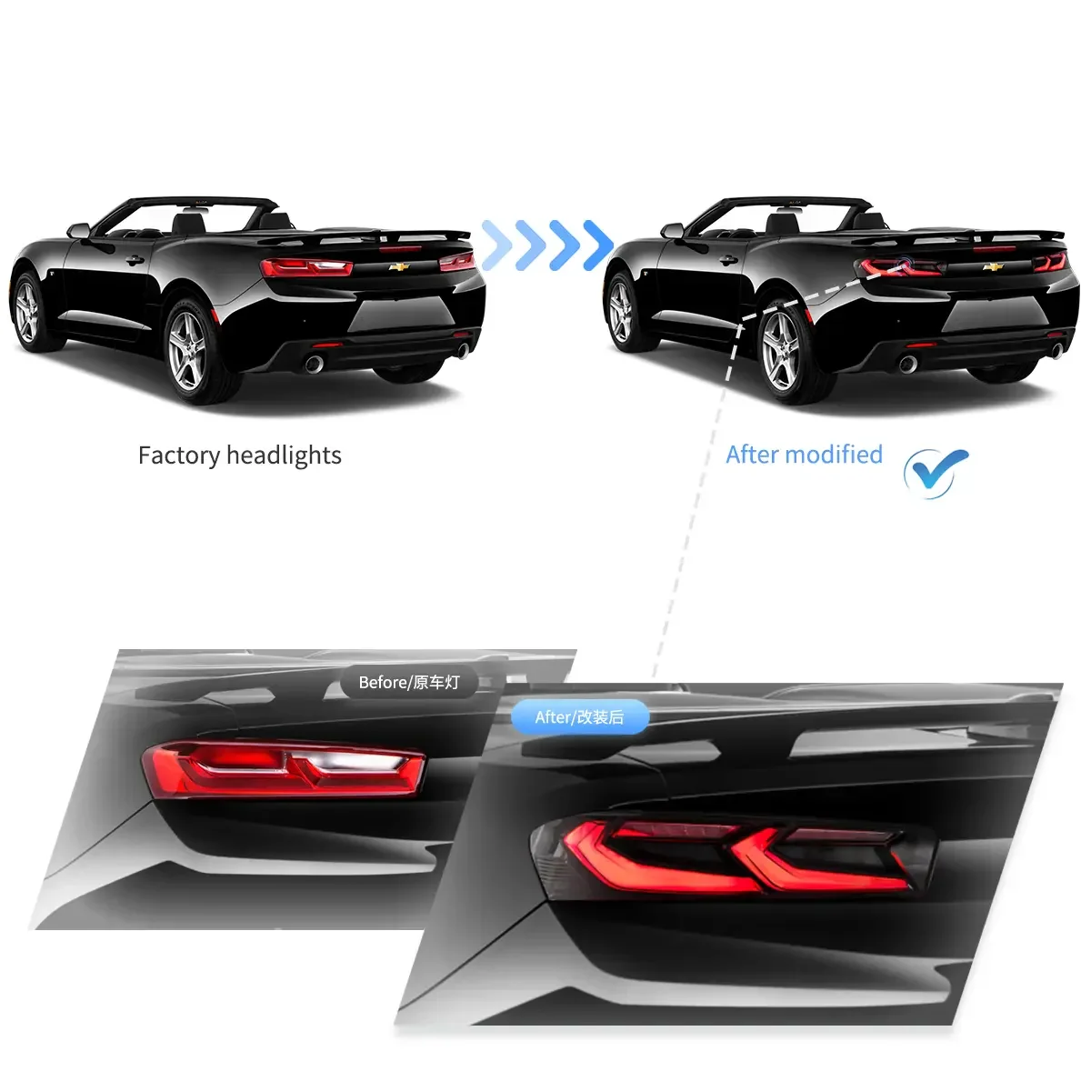 LED Tail Lights Assembly With Sequential Turn Signal With Reverse Lights For 2016-2018 Chevrolet Camaro (Fit For American Models) - Image 7