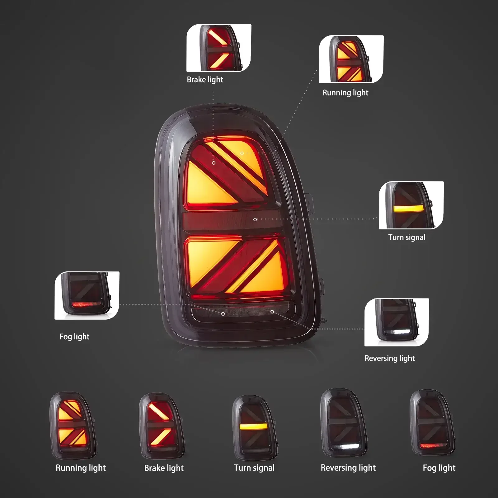LED Tail Lights Assembly With W/Sequential Turn Signal For 2017-2023 BMW Mini Countryman F60 - Image 14