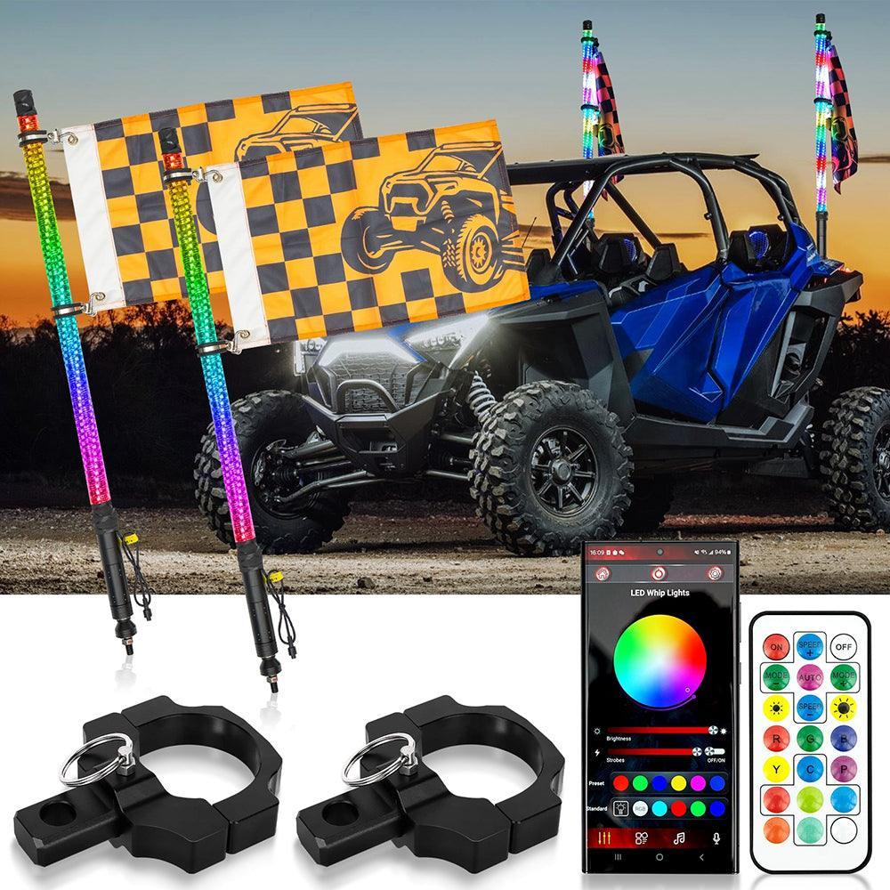 New 2.8FT LED RGB Whip Lights with Turn Signal & Brake Light, Bluetooth APP/ Remote Control - Image 9