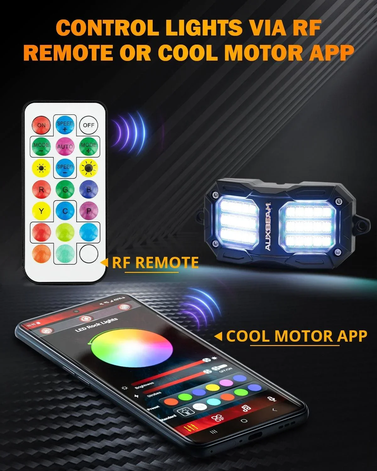 NEW Vibrant Series | 8PCS RGB LED Rock Lights Kit Multicolor Neon Underglow Lights with Bluetooth APP & Remote Control - Image 6