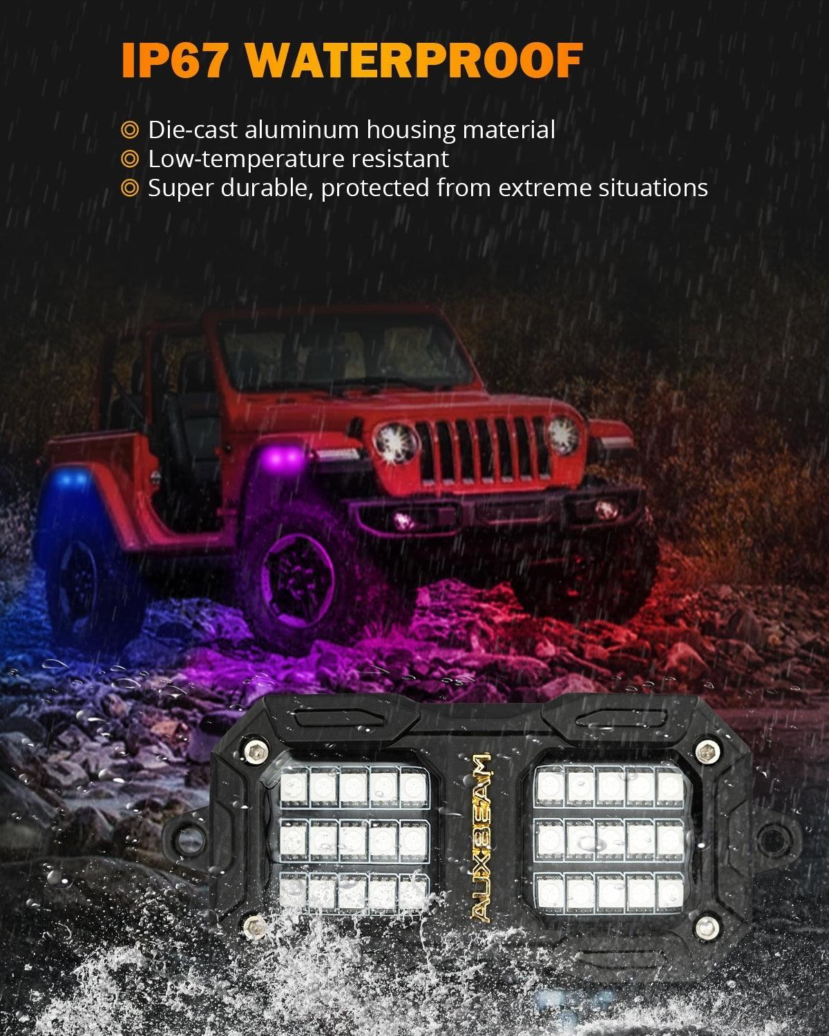 NEW Vibrant Series | 8PCS RGB LED Rock Lights Kit Multicolor Neon Underglow Lights with Bluetooth APP & Remote Control - Image 9