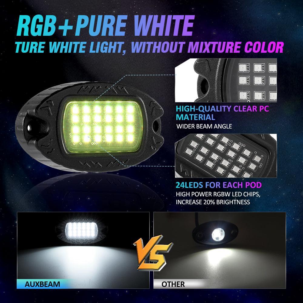 RGBW LED Rock Lights Kit with Bluetooth APP & Wireless Remote Control, Multicolor Neon Underglow Lights with Brake Light function for ATV UTV - Image 2