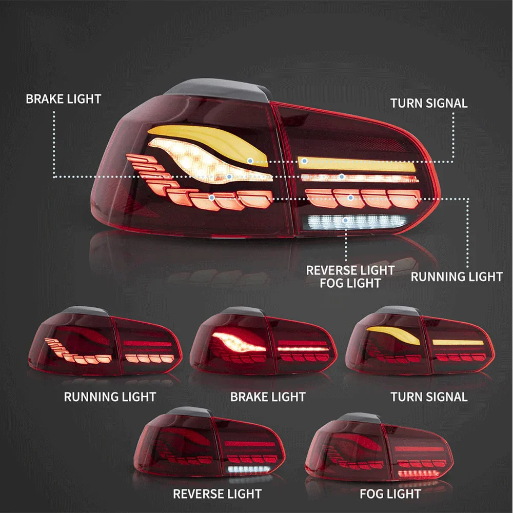 OLED Tail Light Assembly With Dynamic Welcome Lighting (GTS Style）For 2008-2014 Volkswagen Golf 6th Gen Mk6 Hatchback - Image 3
