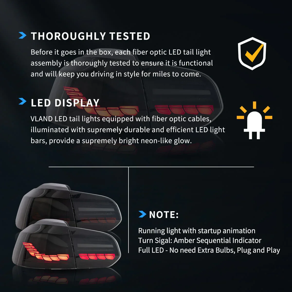 OLED Tail Light Assembly With Dynamic Welcome Lighting (GTS Style）For 2008-2014 Volkswagen Golf 6th Gen Mk6 Hatchback - Image 7