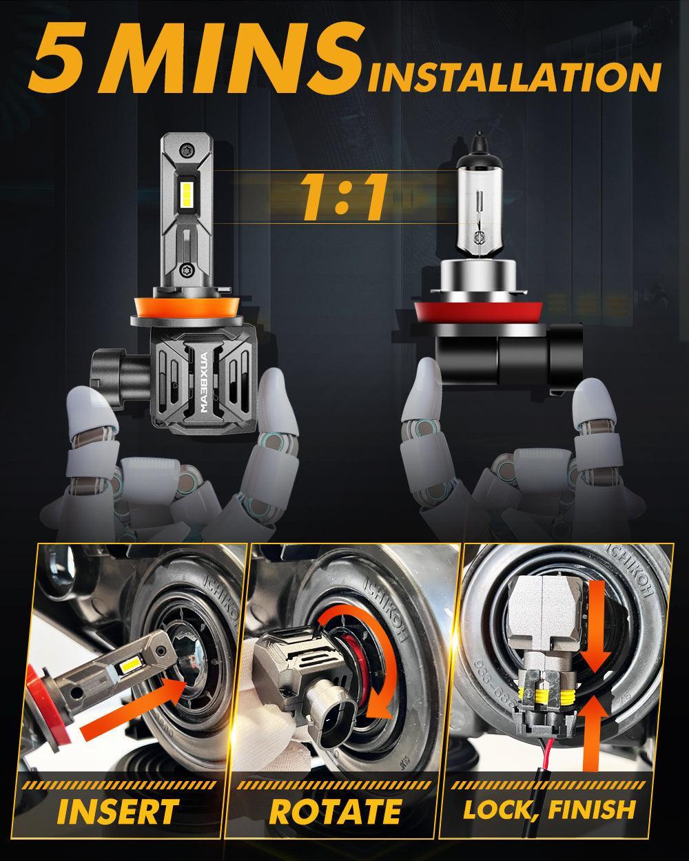 H11/H9/H8 LED Headlight Bulbs Q30 Series Brightest Wireless 110W 24000LM 6500K Cool White | 2 Bulbs - Image 7