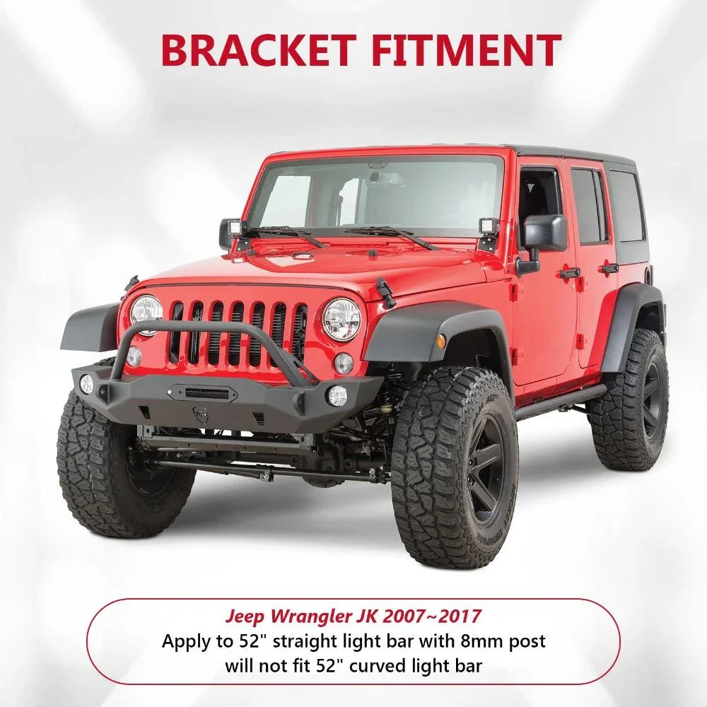 52" Straight Light Bar 2 IN 1 Design Windshield Mounting Brackets for 2007-2017 Jeep Wrangler JK - Image 4