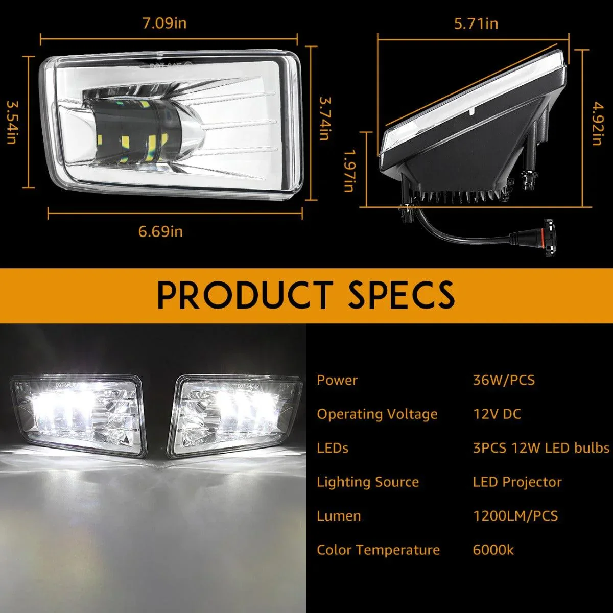 (2pcs/set) 36W Chrome LED Fog Lights 5202 for Chevy(Chevrolet) - Image 5