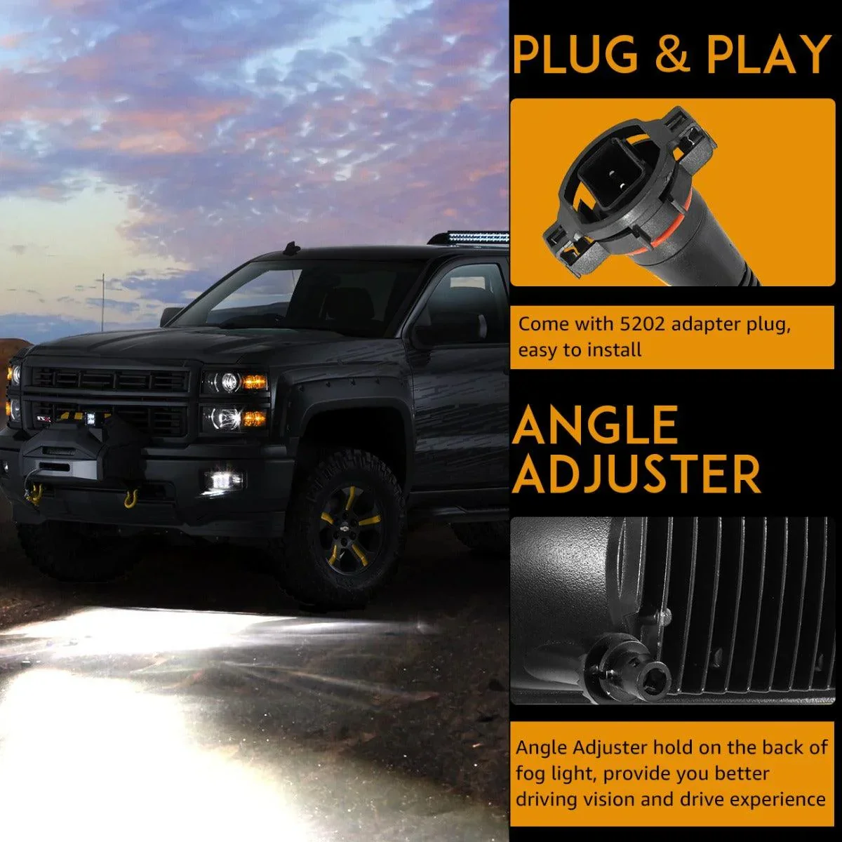 (2pcs/set) 36W Chrome LED Fog Lights 5202 for Chevy(Chevrolet) - Image 6