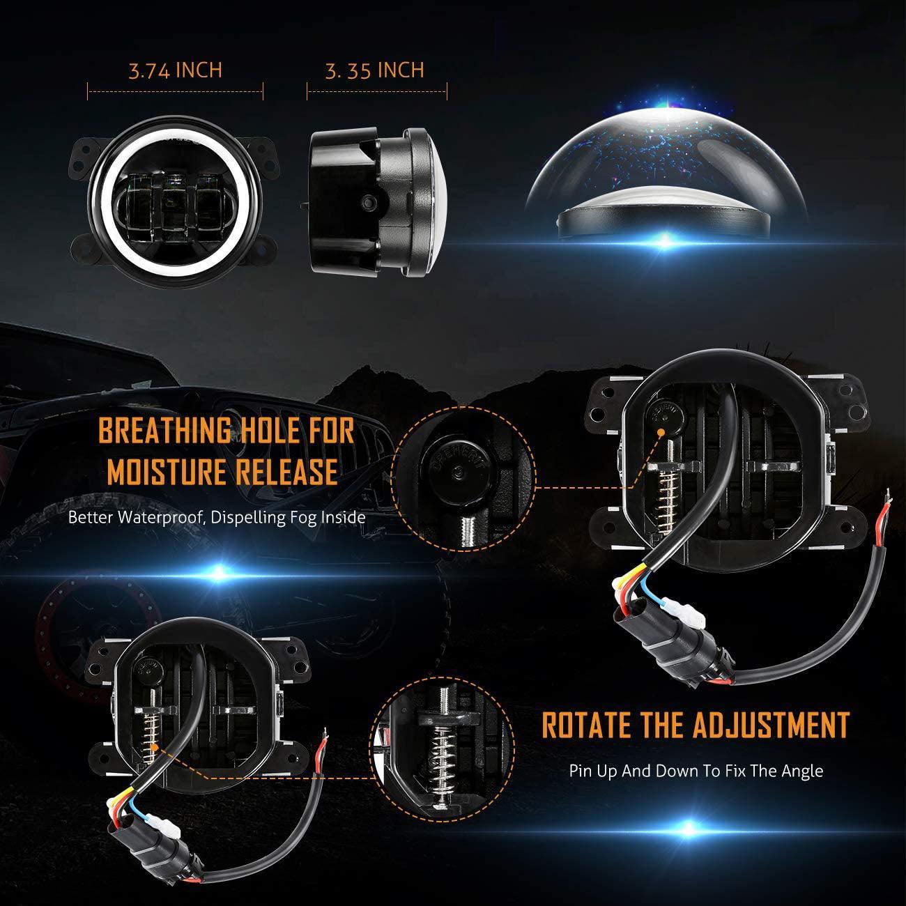 4 Inch 30w LED Fog Lights With White DRL+Amber Turn Signal For Jeep Wrangler 07-18 JK TJ LJ Front Bumper Lamp - Image 4