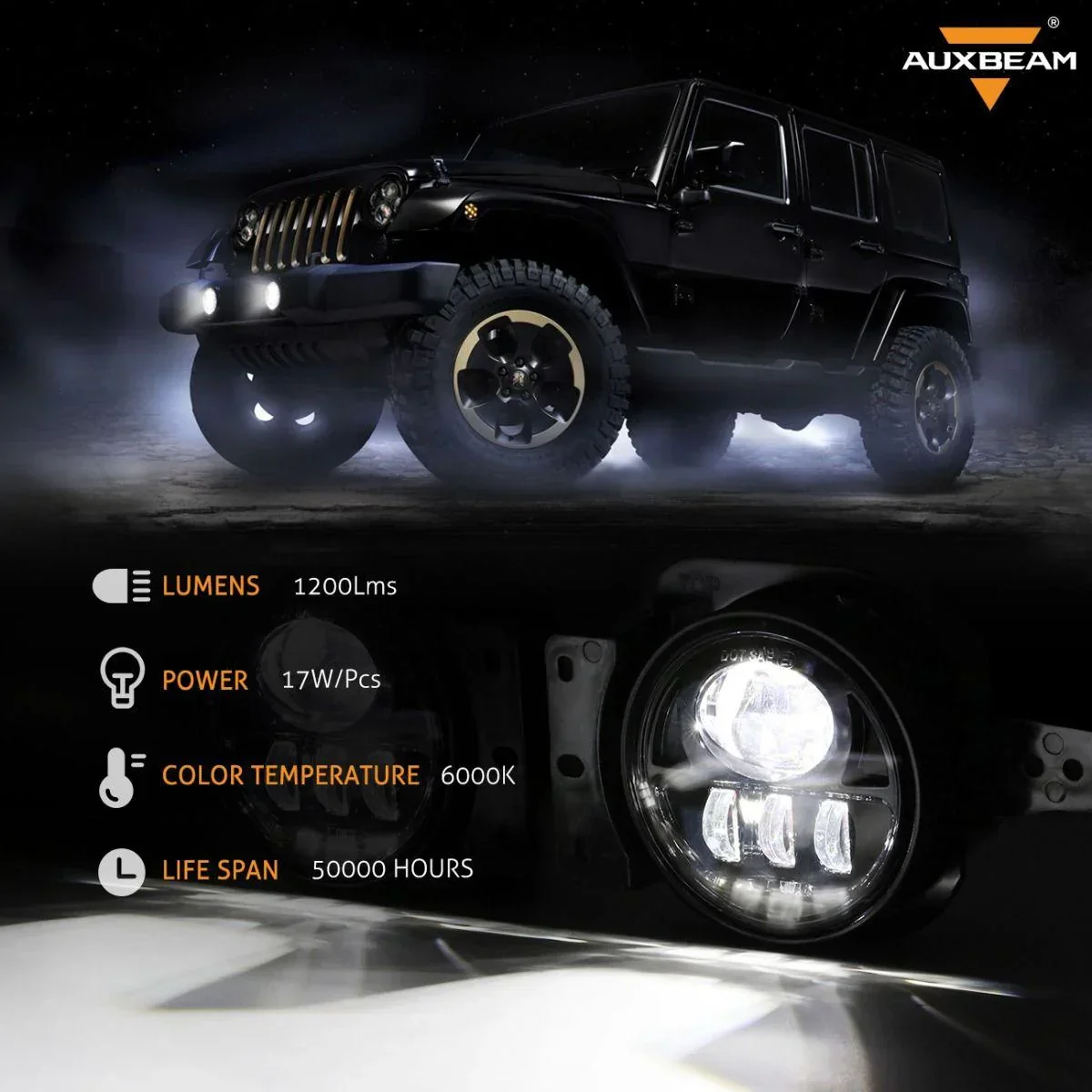 (2pcs/set) 30W 4 Inch LED Fog Lights with Adapter Ring & 2 Brackets for Jeep Wrangler JL JLU 2018 2019 2020 2021, Jeep Gladiator JT 2019 2020 2021 - Image 6